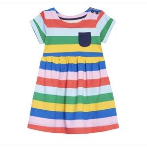 Sz 9-10 Mini Boden rainbow striped t-shirt dress